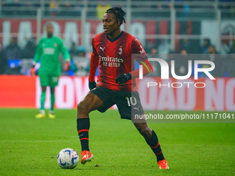 Rafael Leao is playing for AC Milan against FC Internazionale in the Serie A match at Giuseppe Meazza Stadium on April 22, 2024. (