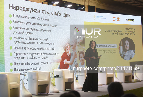 Minister of Social Policy of Ukraine Oksana Zholnovych is participating in the forum ''Demographic Future of Ukraine'' in Kyiv, Ukraine, on...