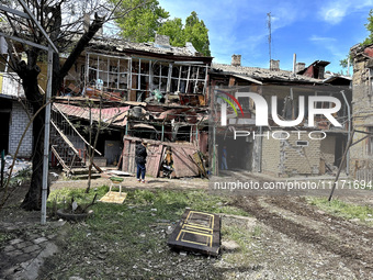 A residential building is being damaged by a nighttime Russian drone attack in Odesa, Ukraine, on April 23, 2024. NO USE RUSSIA. NO USE BELA...