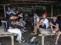 People are enjoying their holiday at Marunda public beach on the north coast of Jakarta, Indonesia, on April 23, 2024. Marunda Beach is the...