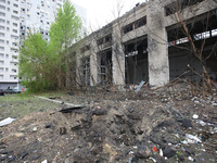 The aftermath of a Russian missile attack is being pictured in the Shevchenkivskyi district, Kharkiv, Ukraine, on April 24, 2024. (