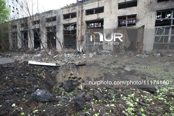 The aftermath of a Russian missile attack is being pictured in the Shevchenkivskyi district, Kharkiv, Ukraine, on April 24, 2024. 