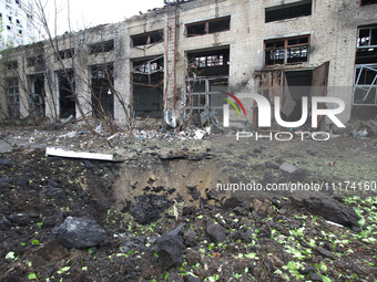 The aftermath of a Russian missile attack is being pictured in the Shevchenkivskyi district, Kharkiv, Ukraine, on April 24, 2024. (