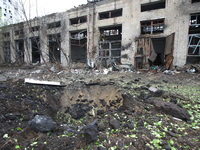 The aftermath of a Russian missile attack is being pictured in the Shevchenkivskyi district, Kharkiv, Ukraine, on April 24, 2024. (