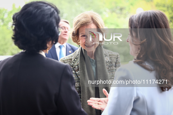 Queen Sofia of Spain attends the 36th Global Conference of Alzheimer's Disease Internationa Krakow, Poland on April 24, 2024. The ADI confer...