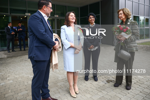 Queen Sofia of Spain and Paola Barbarino attend the 36th Global Conference of Alzheimer's Disease Internationa Krakow, Poland on April 24, 2...