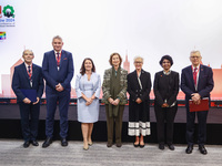 Queen Sofia of Spain, HRH Princess Muna Al Hussein of Jordan, Paola Barbarino, Wojciech Konieczny and Zbigniew Tomczak pose for a family pho...