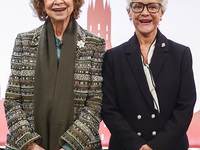 Queen Sofia of Spain and HRH Princess Muna Al Hussein of Jordan attend the 36th Global Conference of Alzheimer's Disease Internationa Krakow...