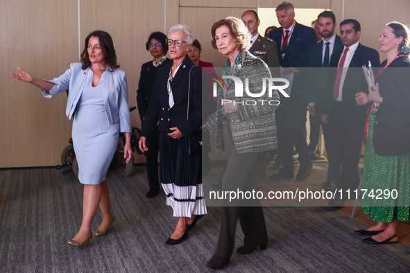 Queen Sofia of Spain,  HRH Princess Muna Al Hussein of Jordan and Paola Barbarino attend the opening ceremony of the 36th Global Conference...