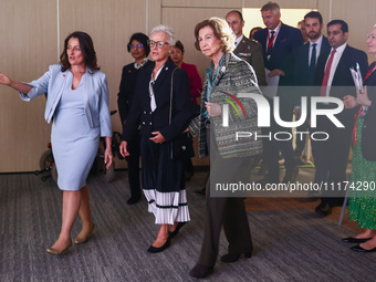 Queen Sofia of Spain,  HRH Princess Muna Al Hussein of Jordan and Paola Barbarino attend the opening ceremony of the 36th Global Conference...