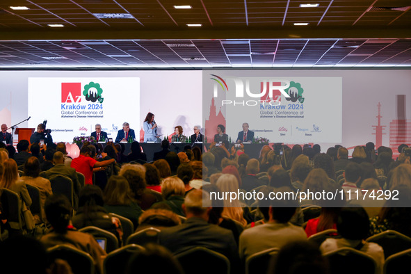 Queen Sofia of Spain and HRH Princess Muna Al Hussein of Jordan attend the opening ceremony of the 36th Global Conference of Alzheimer's Dis...