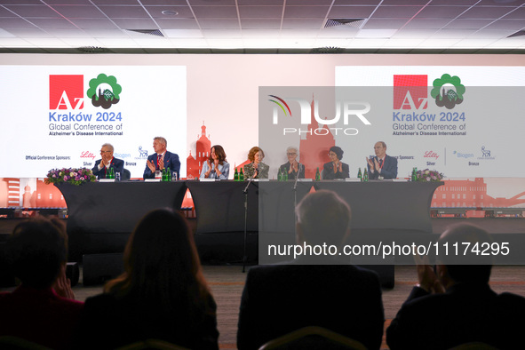 Queen Sofia of Spain and HRH Princess Muna Al Hussein of Jordan attend the opening ceremony of the 36th Global Conference of Alzheimer's Dis...