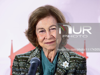 Queen Sofia of Spain attends the opening ceremony of the 36th Global Conference of Alzheimer's Disease Internationa Krakow, Poland on April...