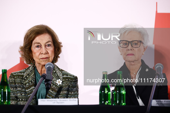 Queen Sofia of Spain and HRH Princess Muna Al Hussein of Jordan attend the opening ceremony of the 36th Global Conference of Alzheimer's Dis...