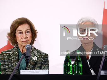 Queen Sofia of Spain and HRH Princess Muna Al Hussein of Jordan attend the opening ceremony of the 36th Global Conference of Alzheimer's Dis...