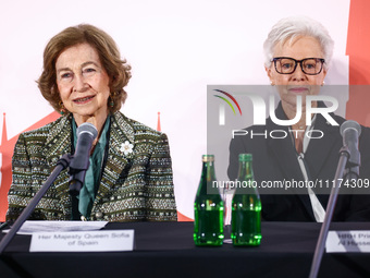 Queen Sofia of Spain and HRH Princess Muna Al Hussein of Jordan attend the opening ceremony of the 36th Global Conference of Alzheimer's Dis...