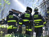 The Chicago Fire Department is responding to a heavy fire in a building on South Kostner Avenue in Chicago, Illinois, United States, on Apri...