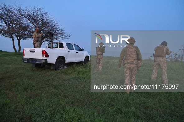 Soldiers from a mobile air defense unit of the Armed Forces of Ukraine are working in the Odesa region, southern Ukraine, on April 24, 2024....