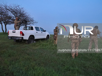 Soldiers from a mobile air defense unit of the Armed Forces of Ukraine are working in the Odesa region, southern Ukraine, on April 24, 2024....