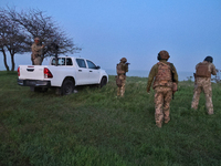 Soldiers from a mobile air defense unit of the Armed Forces of Ukraine are working in the Odesa region, southern Ukraine, on April 24, 2024....