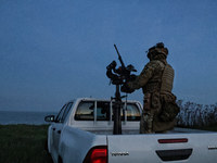 A soldier from a mobile air defense unit of the Armed Forces of Ukraine is working in the Odesa region, southern Ukraine, on April 24, 2024....