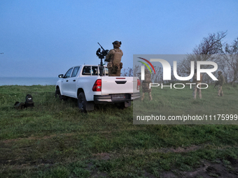 Soldiers from a mobile air defense unit of the Armed Forces of Ukraine are working in the Odesa region, southern Ukraine, on April 24, 2024....