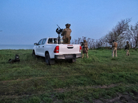 Soldiers from a mobile air defense unit of the Armed Forces of Ukraine are working in the Odesa region, southern Ukraine, on April 24, 2024....