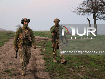 Soldiers from a mobile air defense unit of the Armed Forces of Ukraine are working in the Odesa region, southern Ukraine, on April 24, 2024....