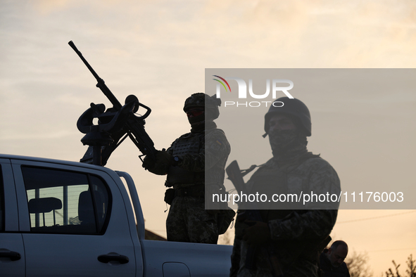 Soldiers from a mobile air defense unit of the Armed Forces of Ukraine are working in the Odesa region, southern Ukraine, on April 24, 2024....