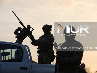 Soldiers from a mobile air defense unit of the Armed Forces of Ukraine are working in the Odesa region, southern Ukraine, on April 24, 2024....