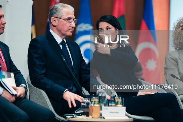 Annalena Baerbock, the Federal Minister for Foreign Affairs of Germany, and Mukhtar Babayev, the COP29 President-Designate & Minister of Eco...