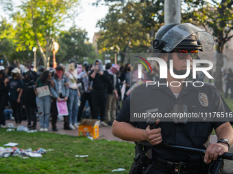 Pro-Palestine protesters attempted to establish an occupation in Alumni Park located on the University of Southern California campus in Los...