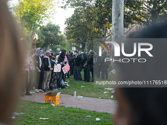 Pro-Palestine protesters attempted to establish an occupation in Alumni Park located on the University of Southern California campus in Los...