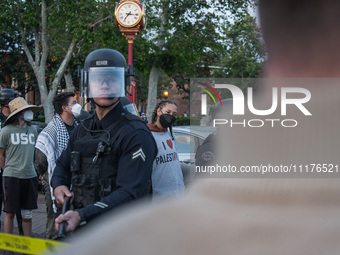 Pro-Palestine protesters are attempting to establish an occupation in Alumni Park on the University of Southern California campus in Los Ang...