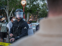 Pro-Palestine protesters are attempting to establish an occupation in Alumni Park on the University of Southern California campus in Los Ang...