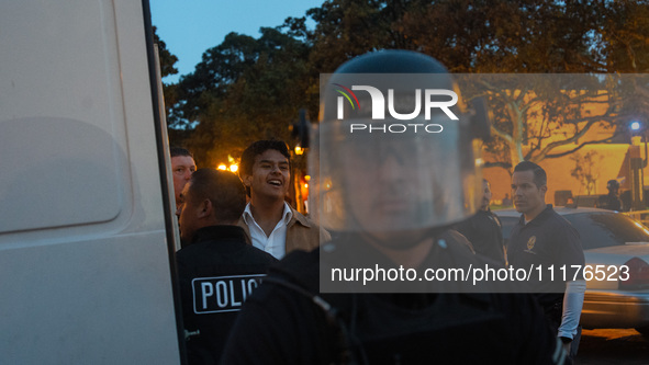 Pro-Palestine protesters attempted to establish an occupation in Alumni Park located on the University of Southern California campus in Los...