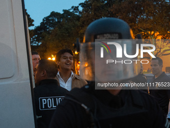 Pro-Palestine protesters attempted to establish an occupation in Alumni Park located on the University of Southern California campus in Los...