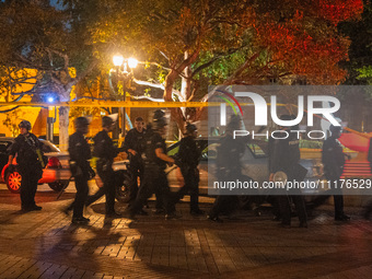 Pro-Palestine protesters attempted to establish an occupation in Alumni Park located on the University of Southern California campus in Los...