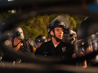 Pro-Palestine protesters are attempting to establish an occupation in Alumni Park on the University of Southern California campus in Los Ang...