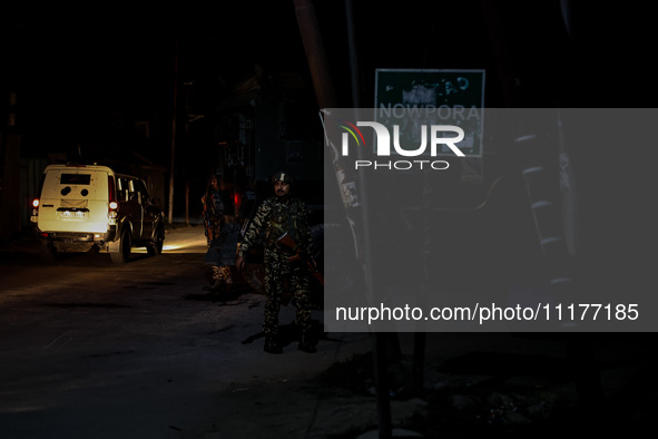 Security forces are near the encounter site where a conflict is ongoing between militants and Indian troops in Nowpora Sopore, Jammu and Kas...