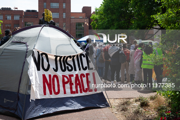 Hundreds of George Washington University (GWU) students establish an encampment for Palestine in conjunction with other DC-area universities...