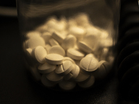 A plastic bottle with white coloured antidepressant pills on a desktop is seen in this illustration photo in Warsaw, Poland on 25 April, 202...