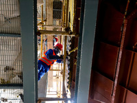 Construction workers are installing equipment at the biochemical center of the Zhangye Hazardous Waste (solid waste) disposal and resource u...