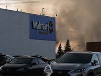 EDMONTON, CANADA - APRIL 22:
A massive fire is occurring in Edmonton's Blatchford neighbourhood, on April 22, 2024, in Edmonton, Alberta, Ca...