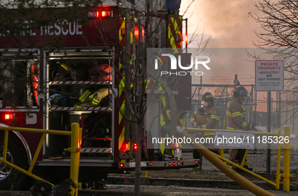 EDMONTON, CANADA - APRIL 22:
Emergency services at the scene as firefighters relentlessly combat flames that tore through Edmonton's histori...