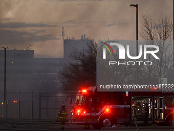 EDMONTON, CANADA - APRIL 22:
Emergency services at the scene as firefighters relentlessly combat flames that tore through Edmonton's histori...