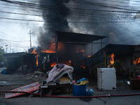 A fire is ravaging a vehicle workshop and adjacent shops in Sankhamul, Kathmandu, causing extensive damage on a Sunday afternoon. (