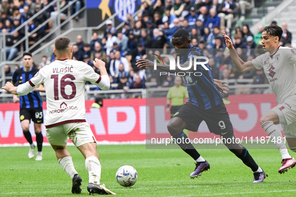 Marcus Thuram is playing for FC Inter during the Italian Serie A football match between Inter FC Internazionale and Torino FC at the Giusepp...