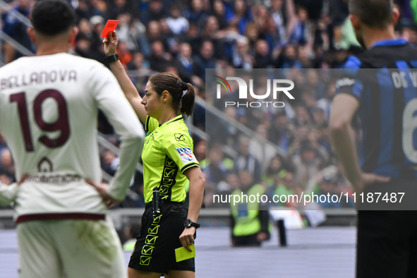 Referee Maria Sole Ferrieri Caputi is watching the Italian Serie A football match between Inter FC Internazionale and Torino FC at the Giuse...