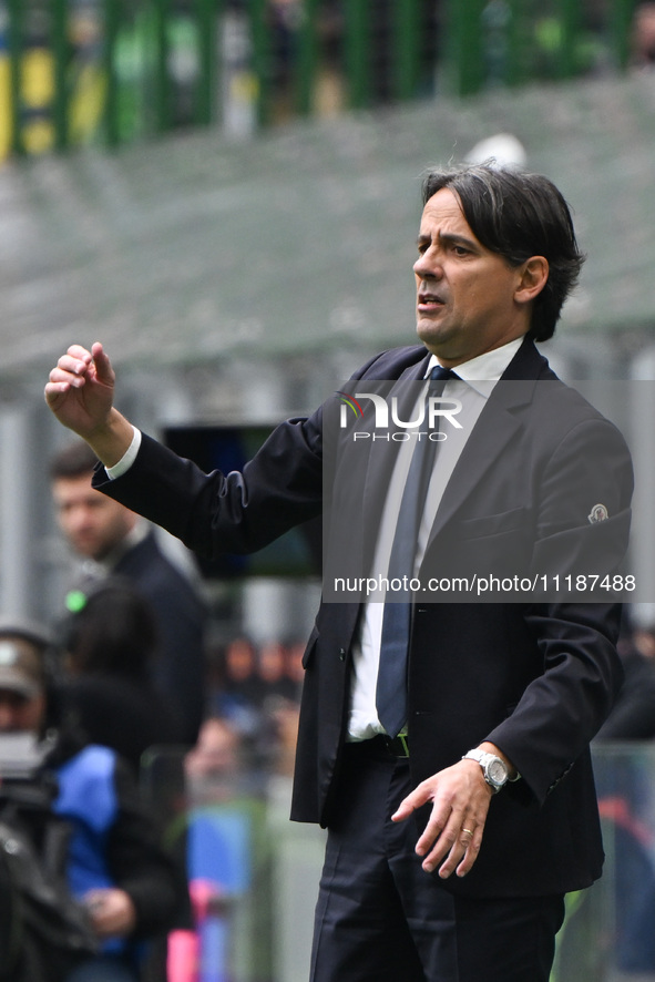 Head Coach Simone Inzaghi of FC Inter is pictured during the Italian Serie A football match between Inter FC Internazionale and Torino FC at...